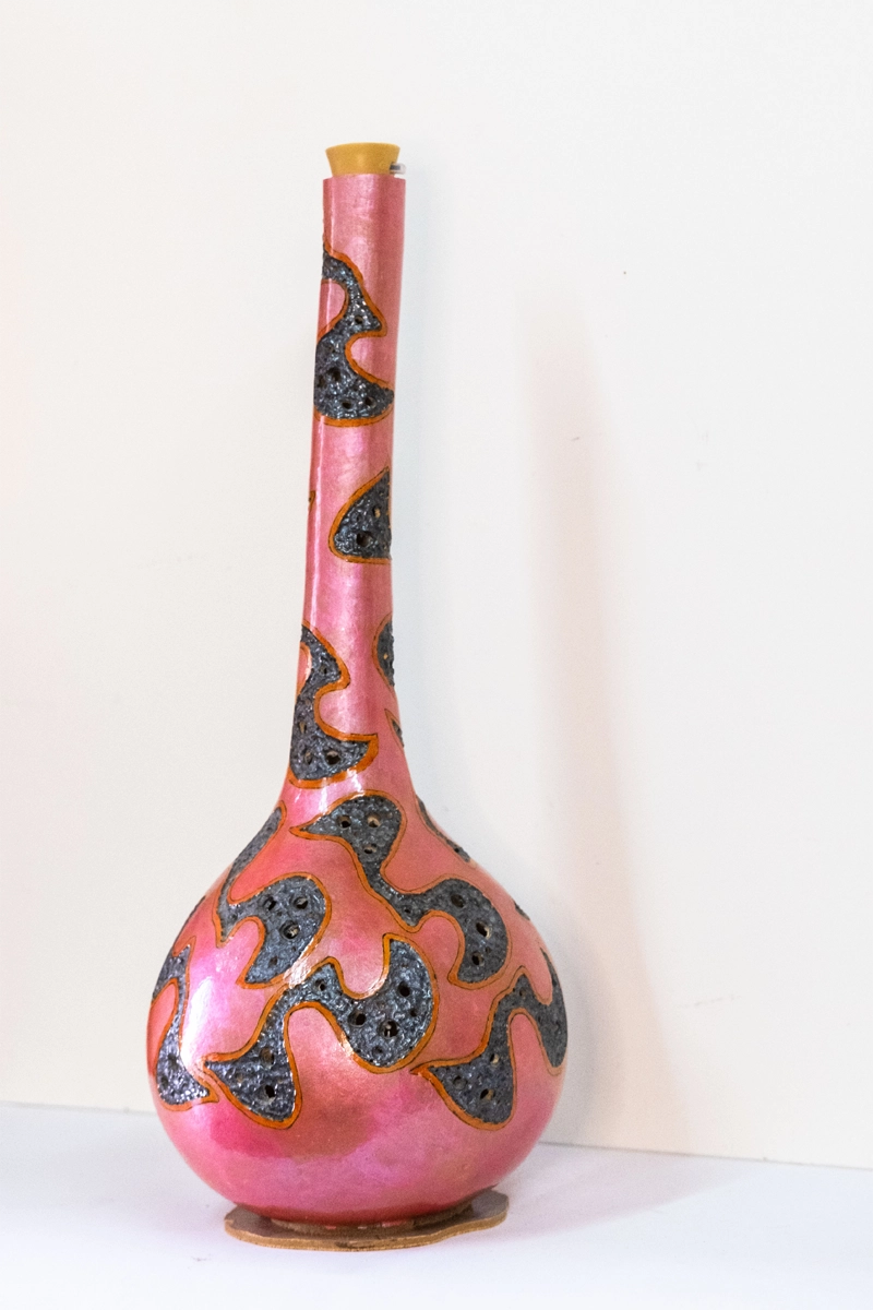 Gourd lamp, pink abstract