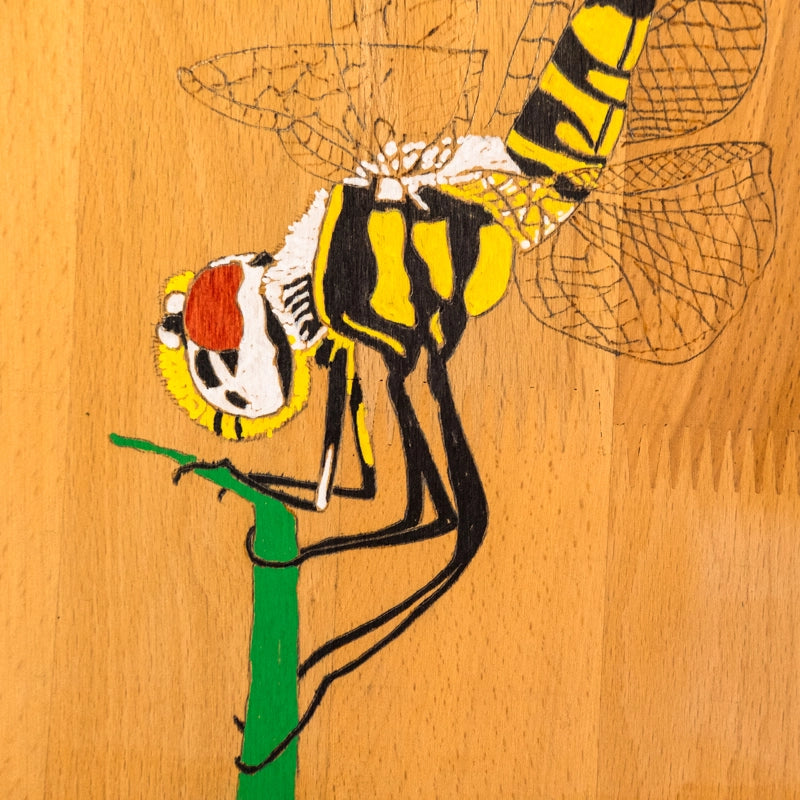 chopping board, dragonfly