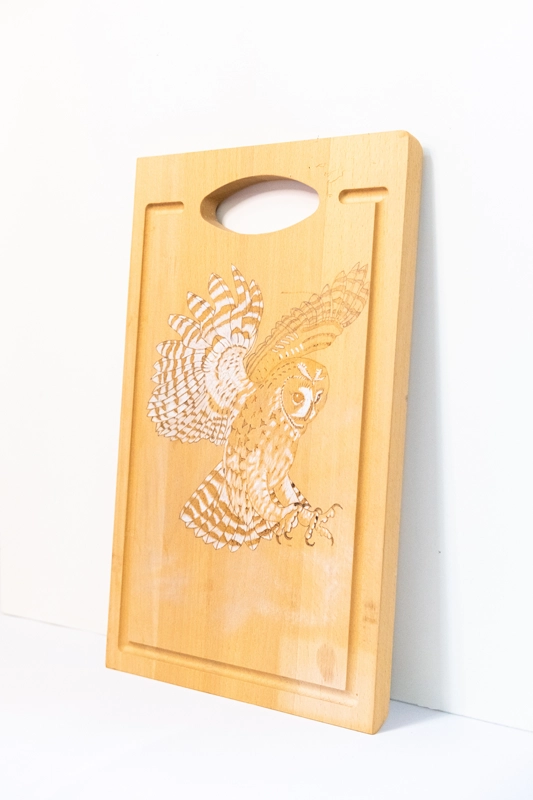 Chopping board owl landing
