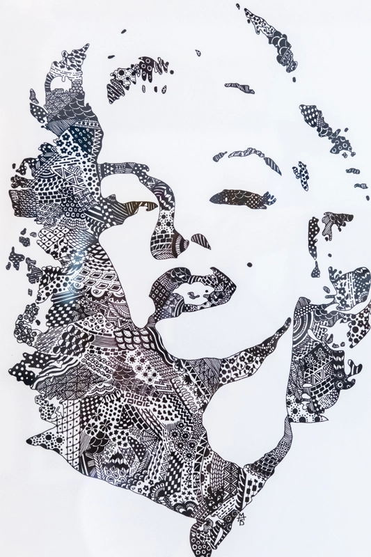 Marilyn Monroe - zentangle framed ' print