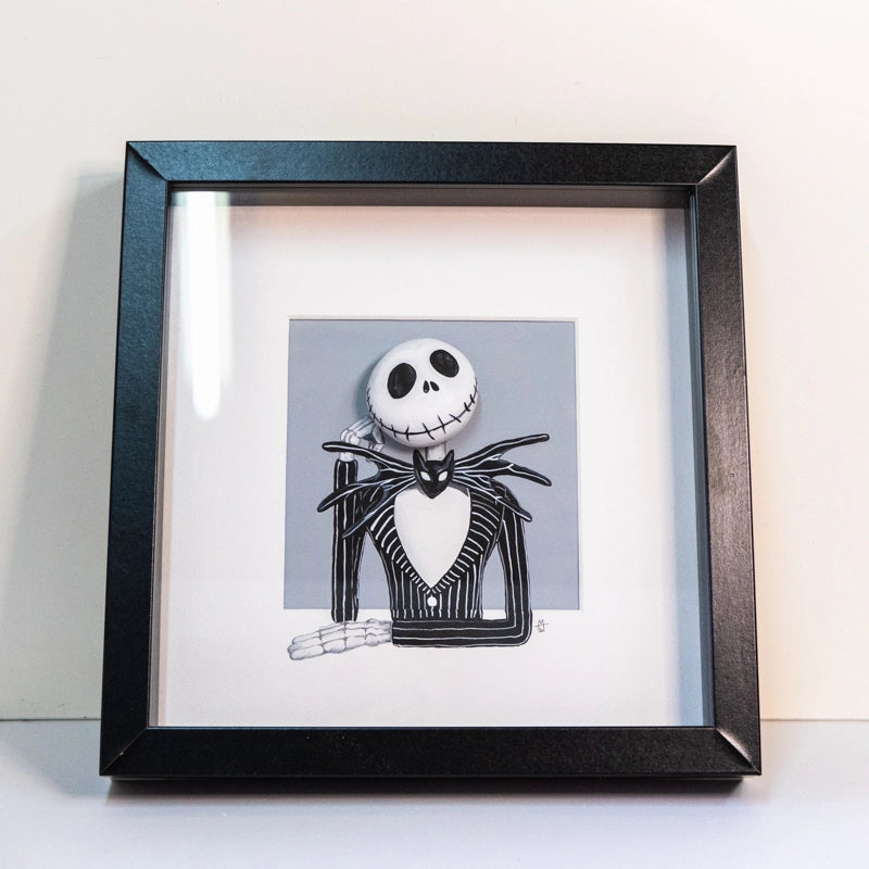 Custom mixed-media (moulded stone head) all hand painted in acrylic paints in great detail to capture the loveable character of Jack Skellington.