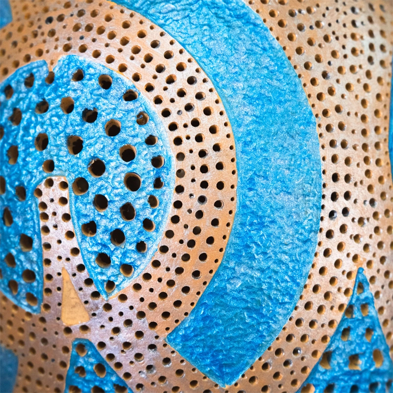 Gourd lamp, tall blue