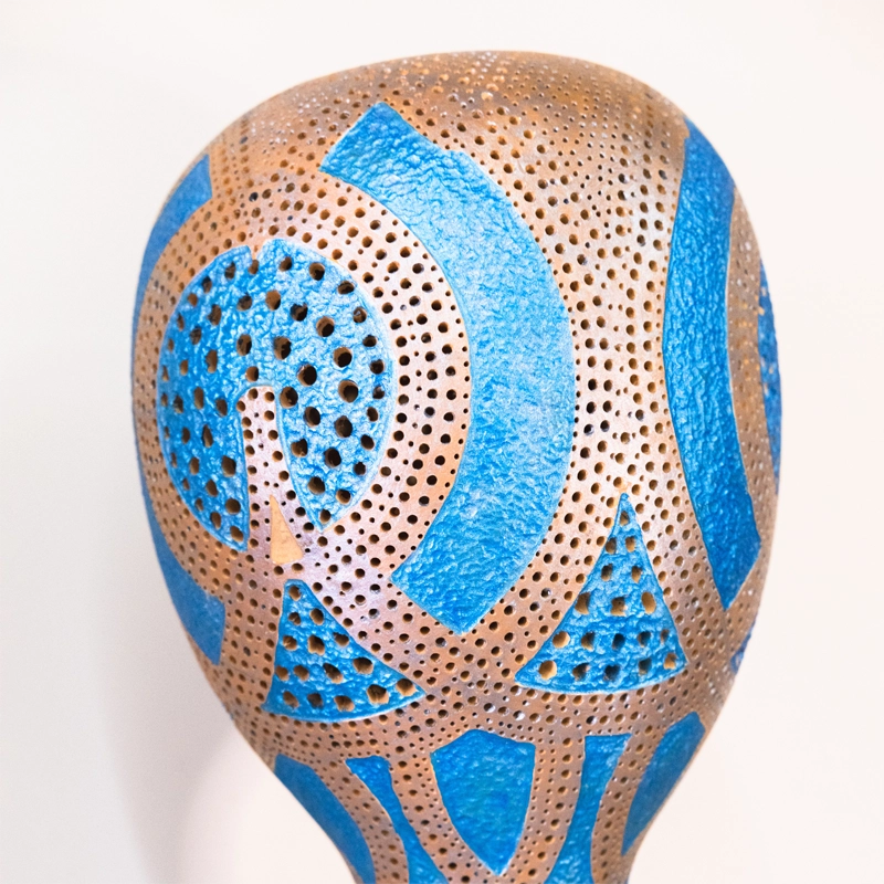 Gourd lamp, tall blue