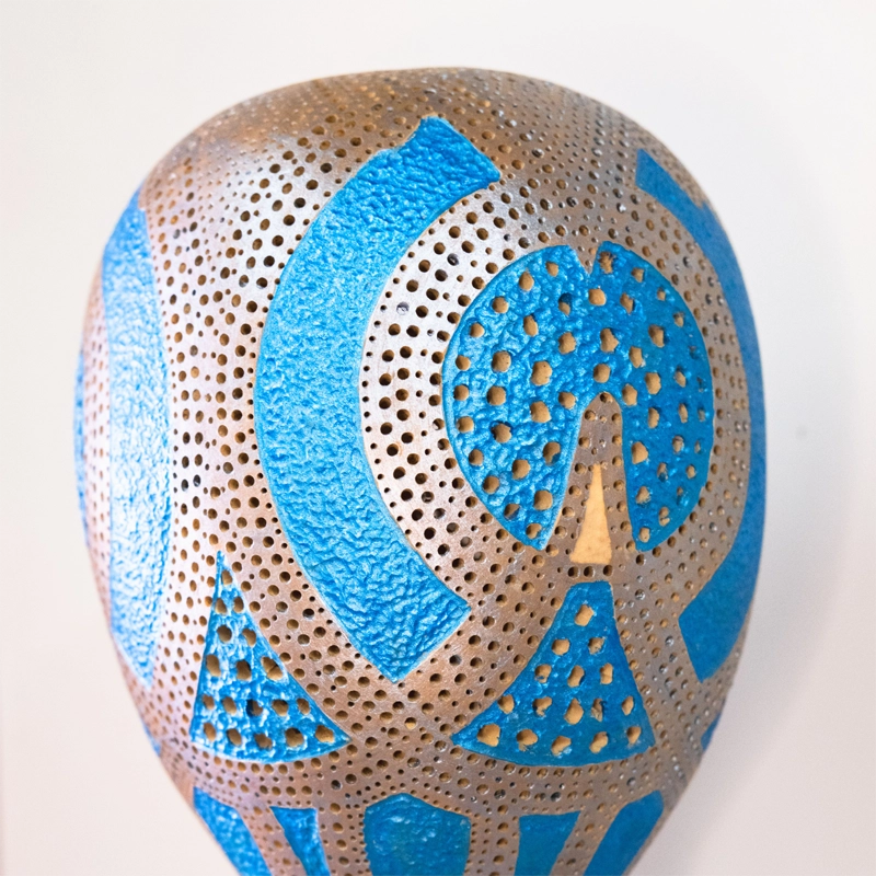 Gourd lamp, tall blue