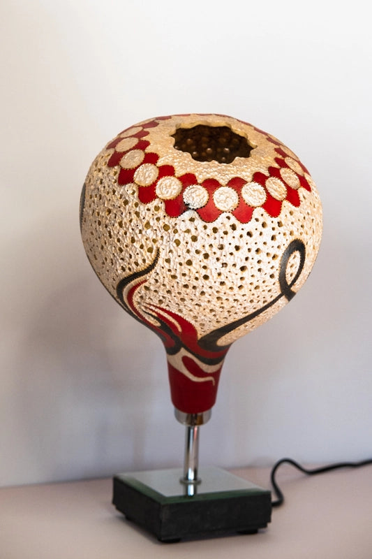 Gourd lamp, red and black