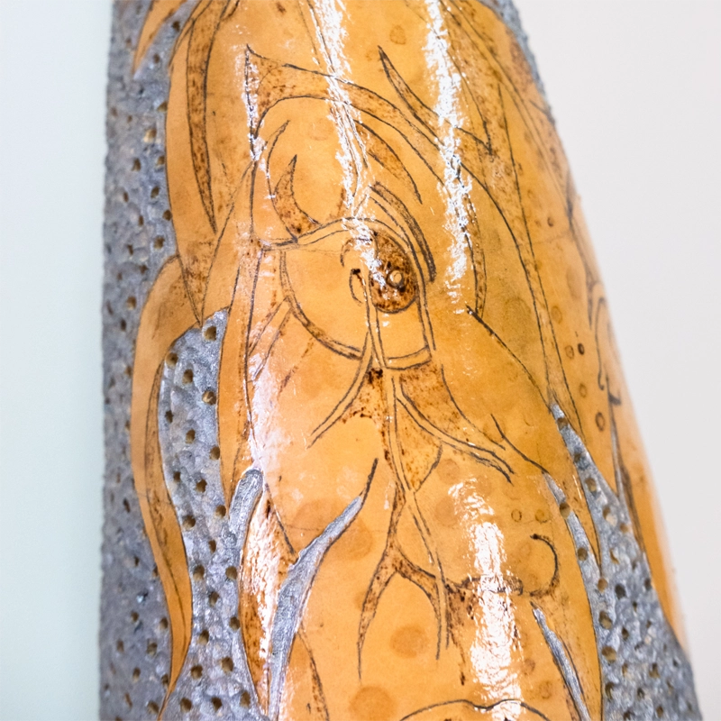 Gourd lamp feather face