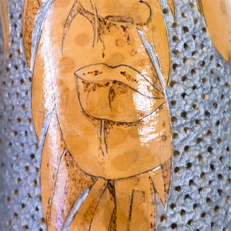 Gourd lamp feather face