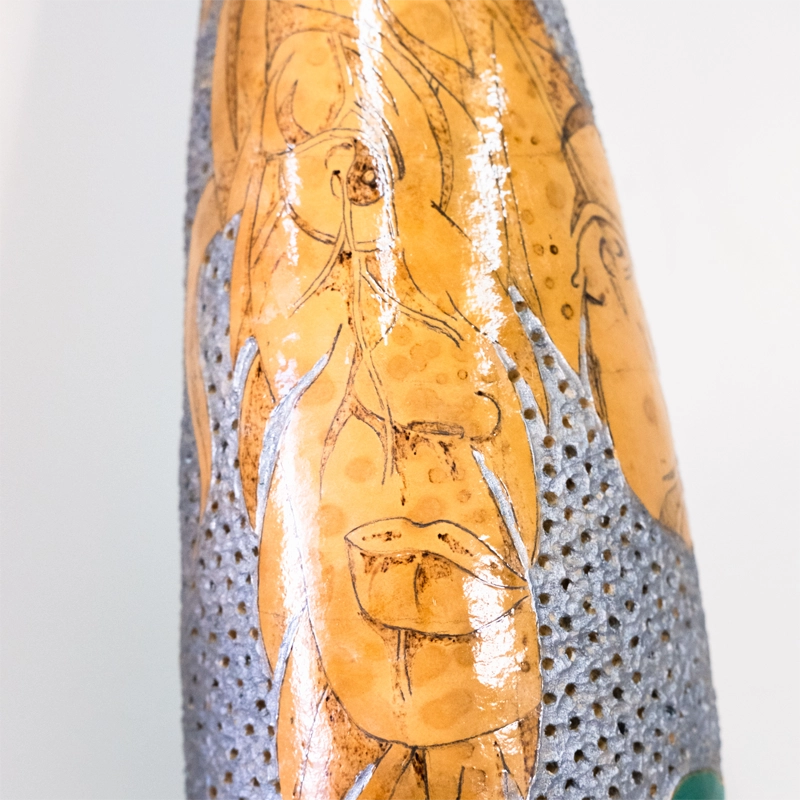 Gourd lamp feather face