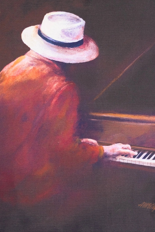  Musicians in Hats  where the focus is on posture of musicians whilst playing - facial expressions covered by the panama hat.