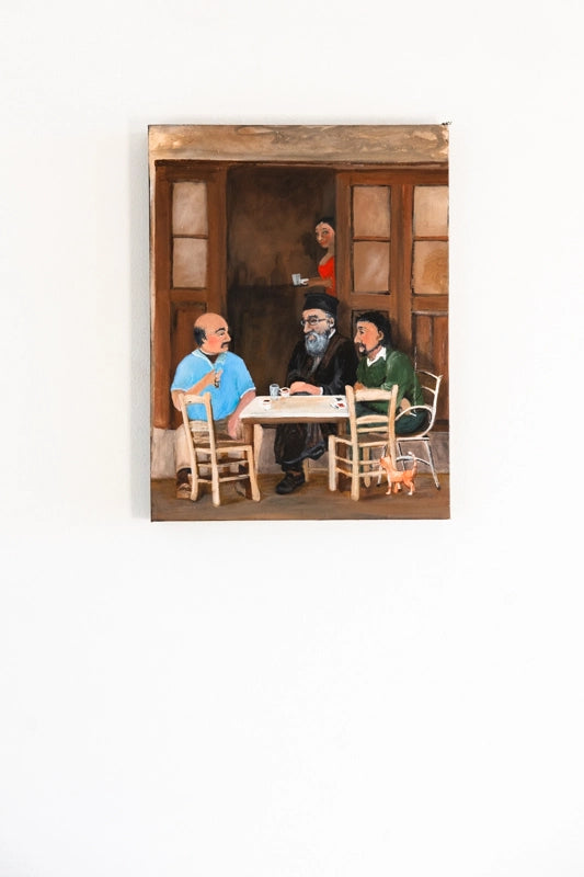 Typical Cypriot coffee shop scene 